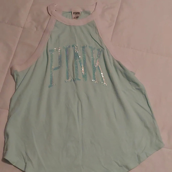 PINK Victoria's Secret Tops - Victoria's Secret PINK Sequin Spell out muscle tank Medium